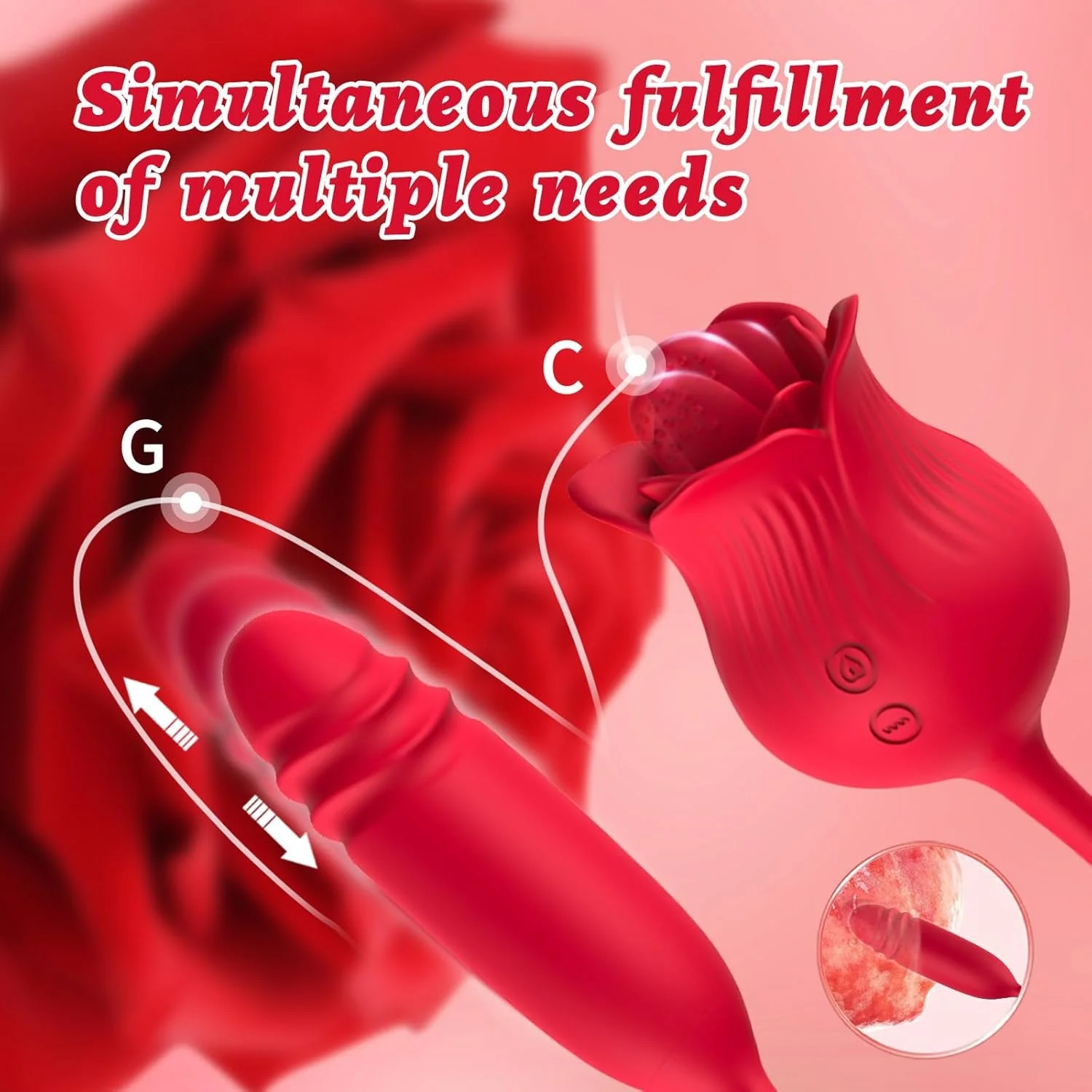 VelvetPetal Rose Licking Dual-Ended G-Spot Vibrator - Image 3