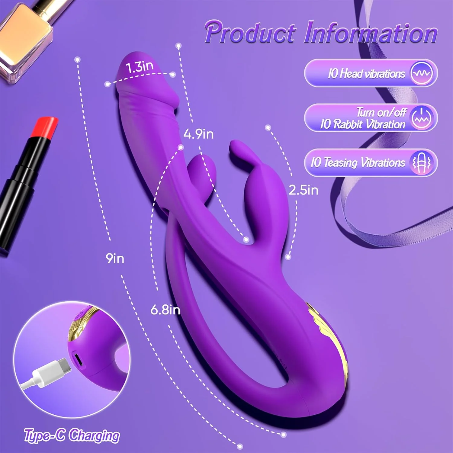 VelvetThrive 3-in-1 Rabbit Vibrator - Image 6