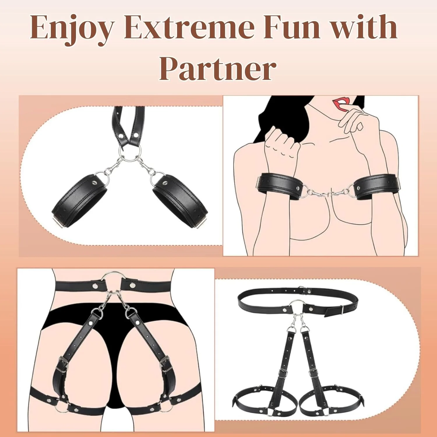 VelvetVice Wrist & Thigh BDSM Harness - Image 3