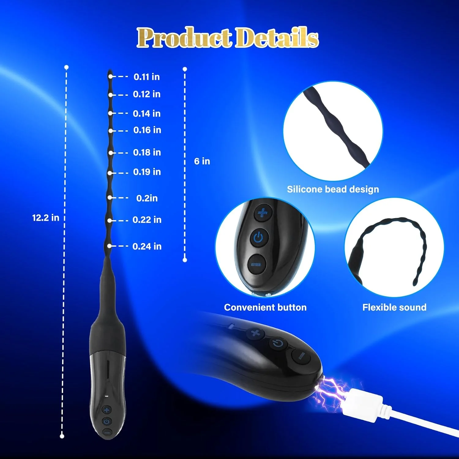 VibeDepth 20-Mode Urethral Vibrator Male Plug - Image 7