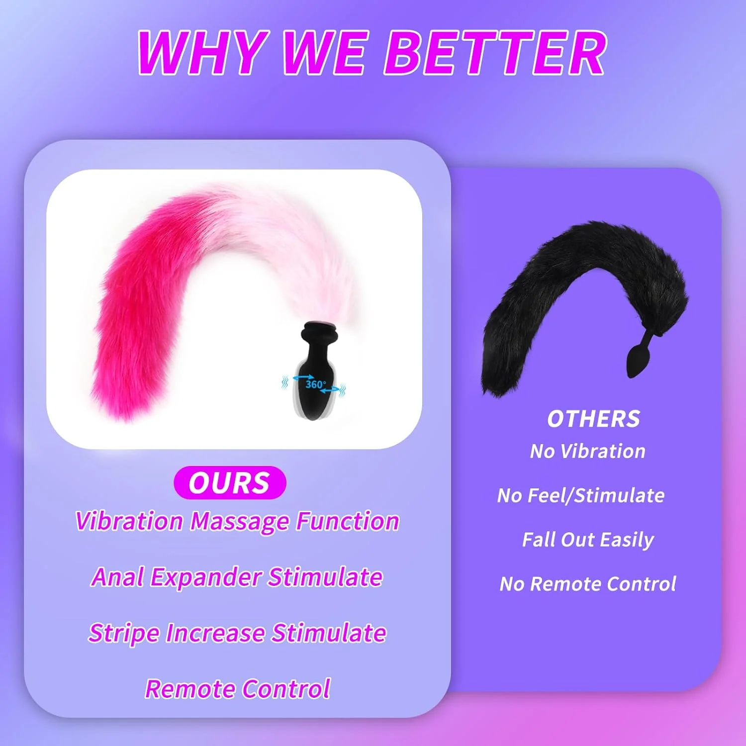 VibeTail Remote Vibrating Fox Tail Butt Plug - Image 3
