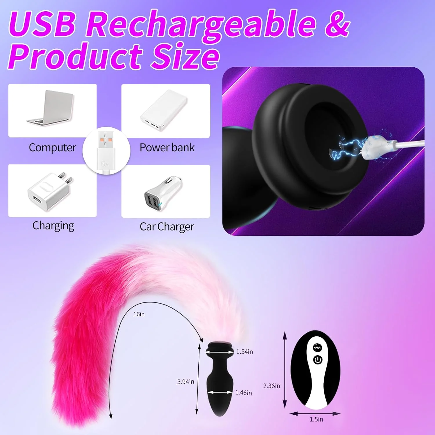 VibeTail Remote Vibrating Fox Tail Butt Plug - Image 6