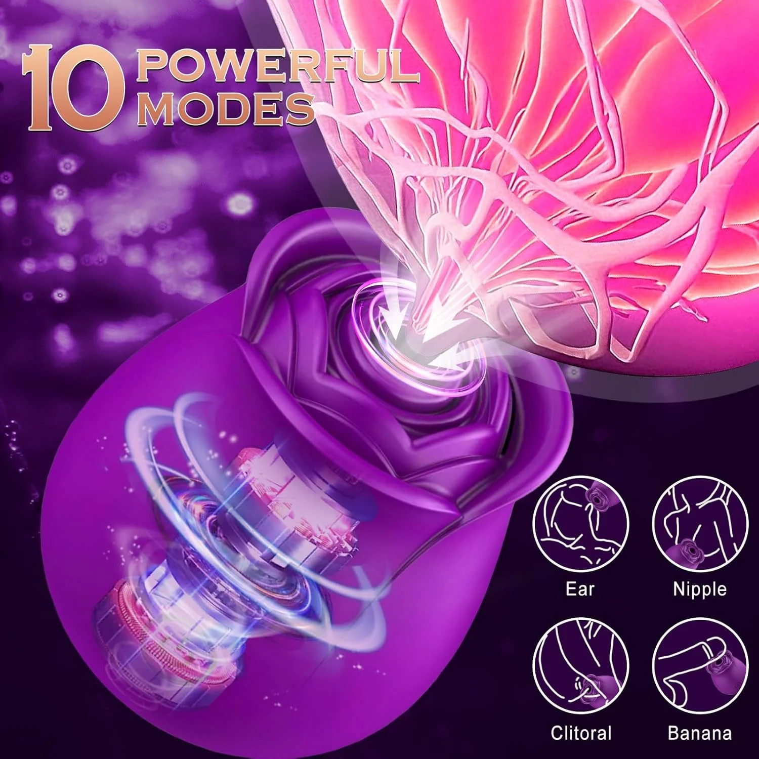 VioletBloom Purple App Controlled Rose Suction Vibrator - Image 2