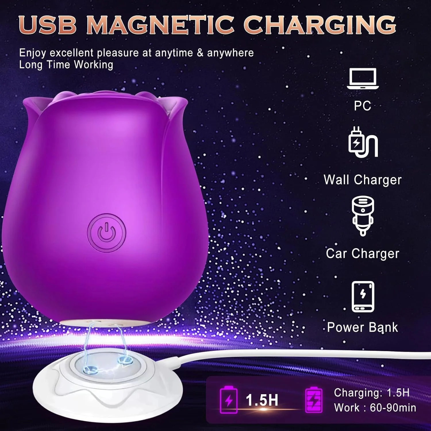 VioletBloom Purple App Controlled Rose Suction Vibrator - Image 4