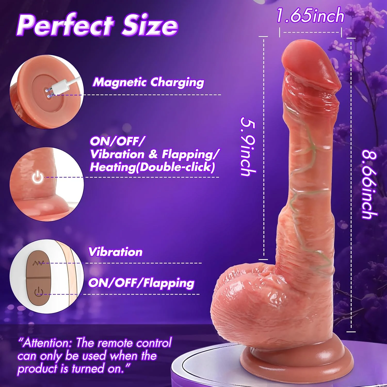 VixenWave 8.5'' Remote Control Flapping Dildo Vibrator - Image 5