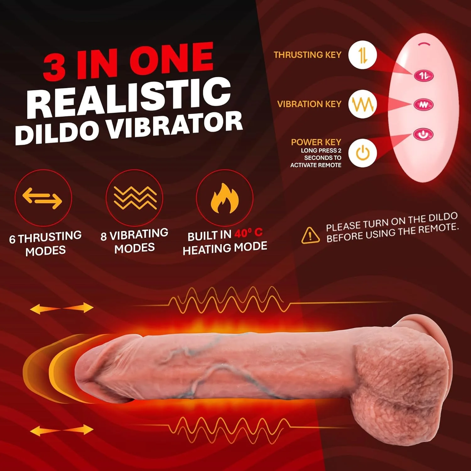WarmRush Heated Thrusting G-Spot Dildo - Image 3