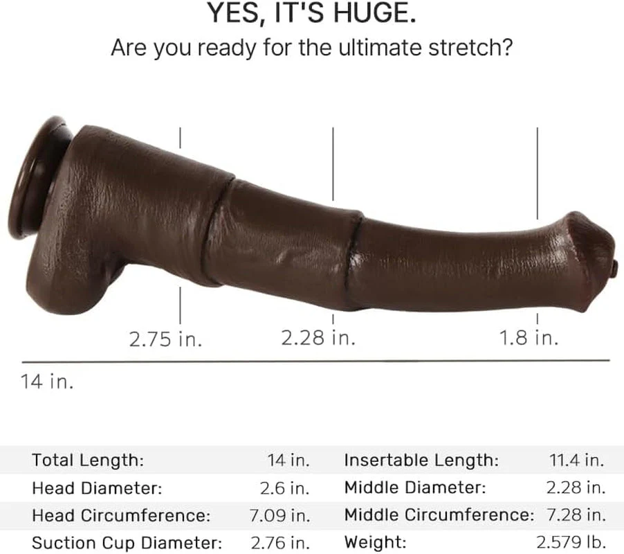 WildMustang 14" Giant Fantasy Dildo | Dual-Density Suction - Image 2