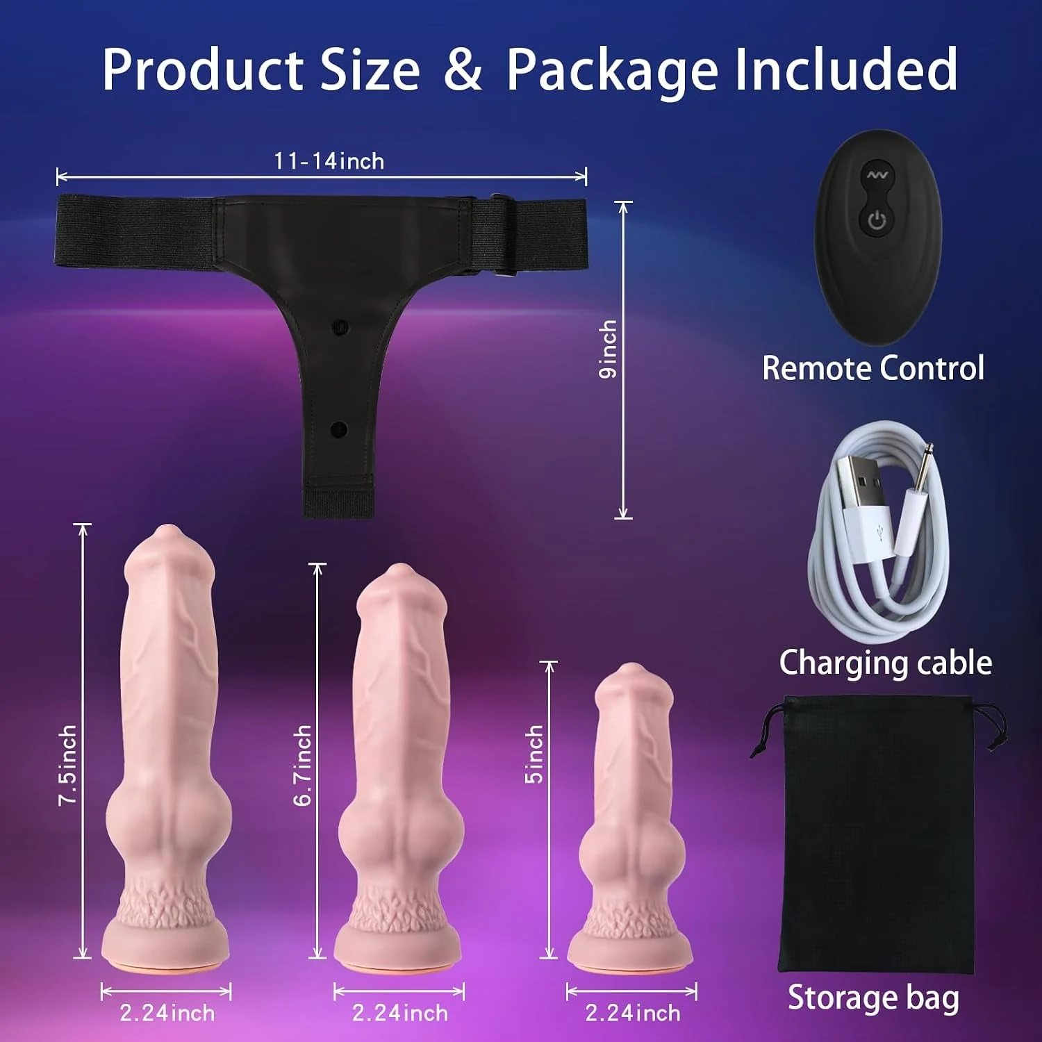 WildPack Triple-Vibrating Canine Strap-On Dildo Set - Image 6