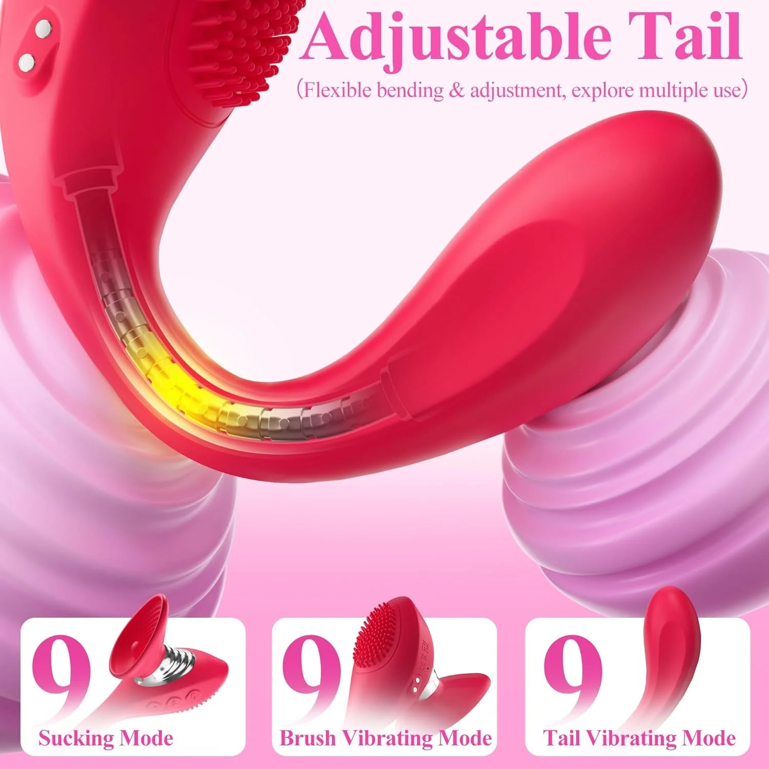 WillowBloom 3-in-1 Bendable Dildo Rose Sucking Vibrator - Image 4