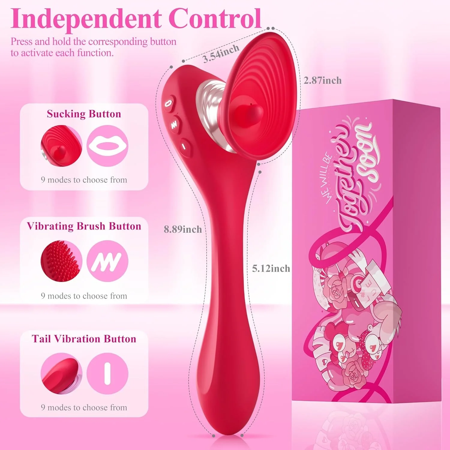 WillowBloom 3-in-1 Bendable Dildo Rose Sucking Vibrator - Image 6